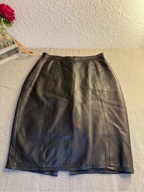 Vintage Figure London‎ New York Lined Leather Pencil Skirt - Size 12, 26" Waist
